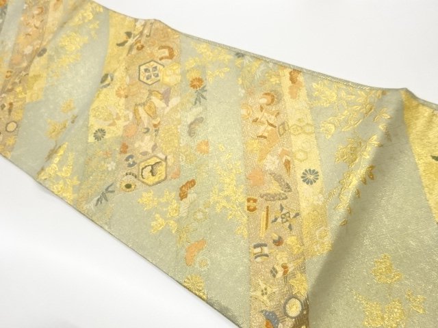 JAPANESE KIMONO / FUKURO OBI / WOVEN TREASURE & CLASSICAL PATTERN 